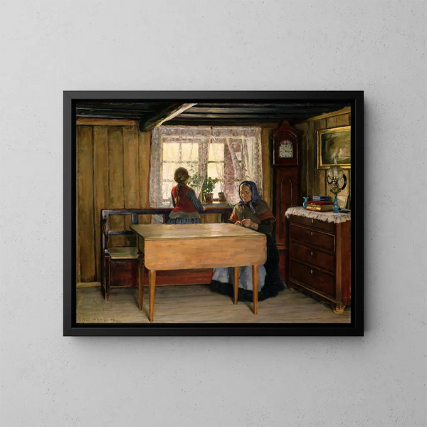 Besuch bei der Großmutter - Jacob Glersen — gerahmtes Bild an der Wand