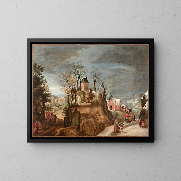 Allégorie delle Stagioni in un paesaggio - Jacob Grimmer — quadro incorniciato alla parete