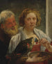 Ein Mann mit Bart und eine Frau mit einem Papagei, unerwiderte Liebe - Jacob Jordaens — Ansicht des Kunstwerks
