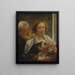 Ein Mann mit Bart und eine Frau mit einem Papagei, unerwiderte Liebe - Jacob Jordaens — gerahmtes Bild an der Wand