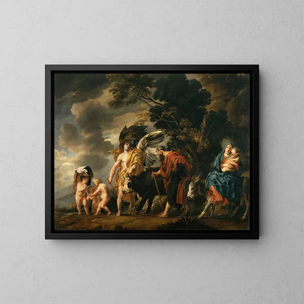 Flucht der Heiligen Familie nach Ägypten - Jacob Jordaens — gerahmtes Bild an der Wand