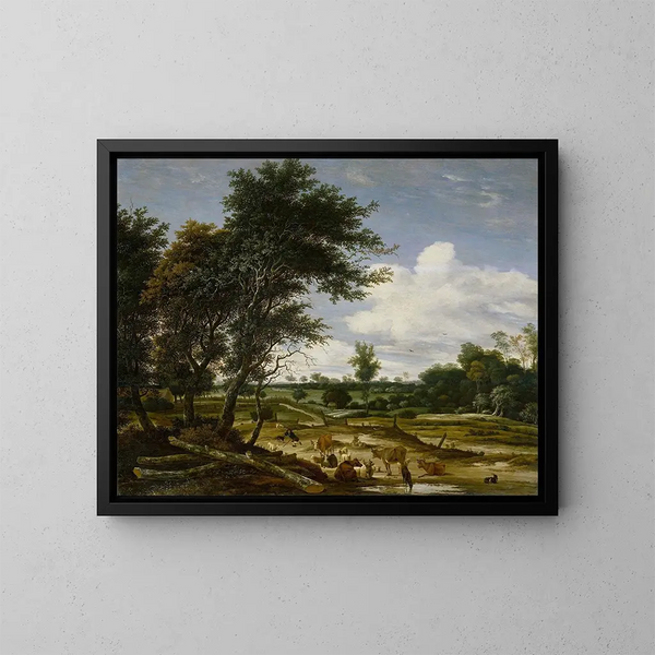 Landschaft mit Hirten und Vieh - Jacob Salomonsz van Ruysdael — gerahmtes Bild an der Wand