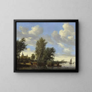 Jacob Salomonsz van Ruysdael - River Landscape with Ferry.webp