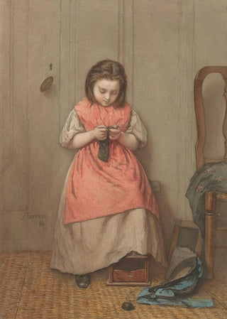 Jacob Taanman - Interieur met breiend meisje.webp