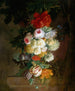 Eine Blumen-Girlande, die an einem Zweig hängt - Jacob Xavery — Ansicht des Kunstwerks