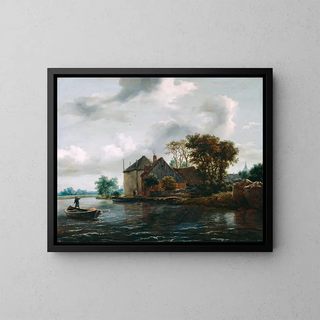 Jacob van Ruisdael - Farm and Hayrick on a River.webp