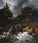 Kaskade mit einem Fachwerkhaus und einer Burg - Jacob van Ruisdael — Ansicht des Kunstwerks