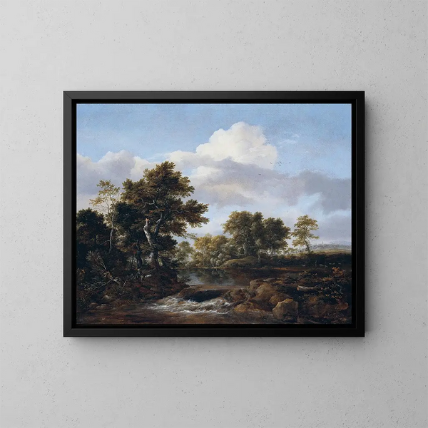 Landschaft mit Bach - Jacob van Ruisdael — gerahmtes Bild an der Wand