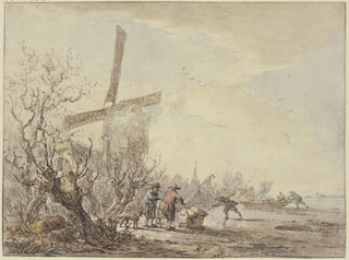 Jacob van Strij - Riverbank with windmill.webp