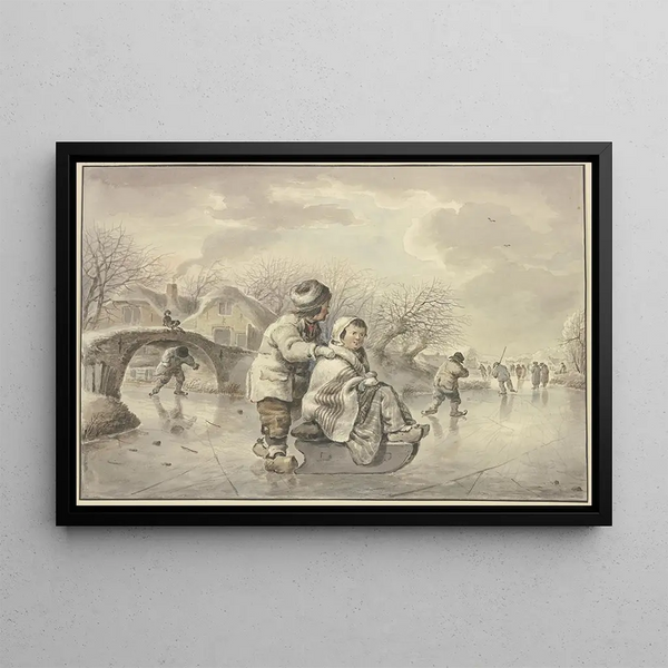 Jacob van Strij - Winterlandschaft mit Schlittschuhlufern.webp