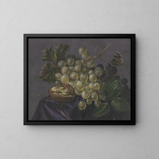 Jacoba Maria van Nickelen - Schmetterling und Wespe bei Trauben.webp