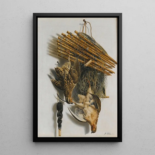 Jacobus Biltius - A Trompe Loeil Still Life With Two Quails A BirdNet And A Whistle.webp