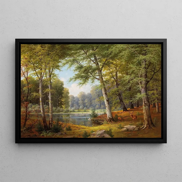 Jacobus Johannes van Poorten - Rotwild am Waldteich.webp