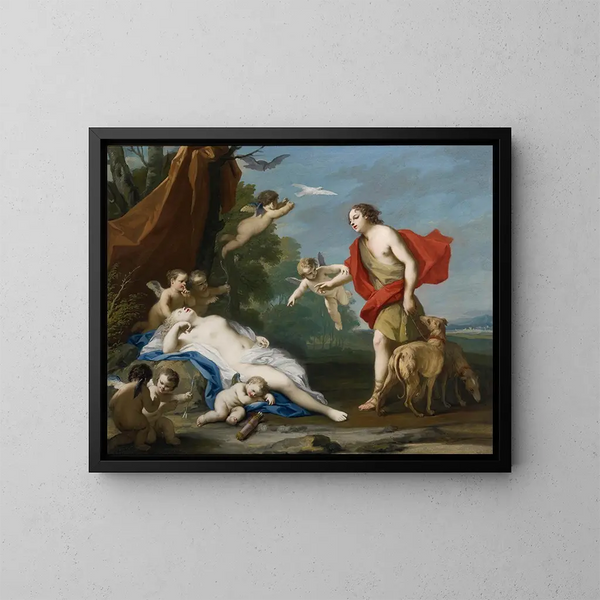 Venus und Adonis - Jacopo Amigoni — gerahmtes Bild an der Wand