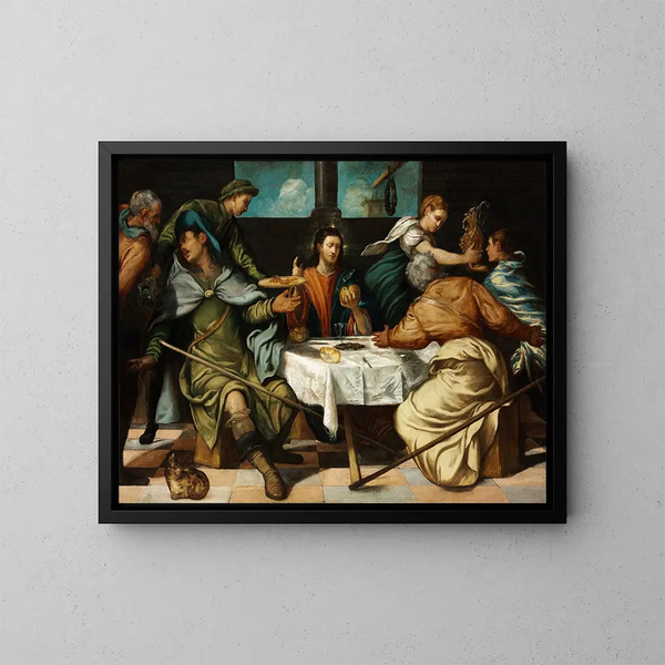 Das Abendmahl in Emmaus - Jacopo Tintoretto — gerahmtes Bild an der Wand