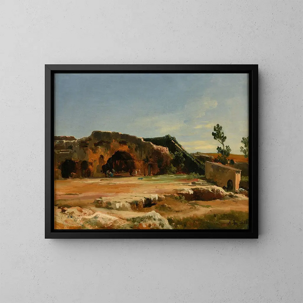 Grotte delle Ninfe a Siracusa - Jacques-Raymond Brascassat — quadro incorniciato alla parete