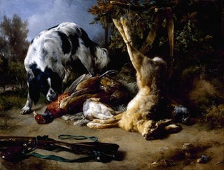 JacquesRaymond Brascassat - Spaniel with a Still Life of Dead Game.webp
