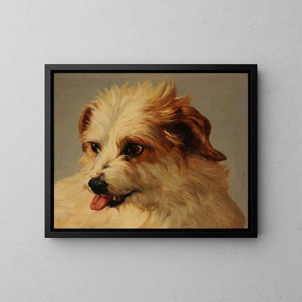 Tête de chien blanc tirant la langue - Jacques-Raymond Brascassat — quadro incorniciato alla parete
