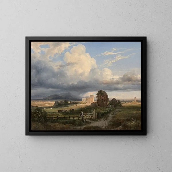 Vacher e il suo gregge nella campagna romana vicino alla via Appia - Jacques-Raymond Brascassat — quadro incorniciato alla parete