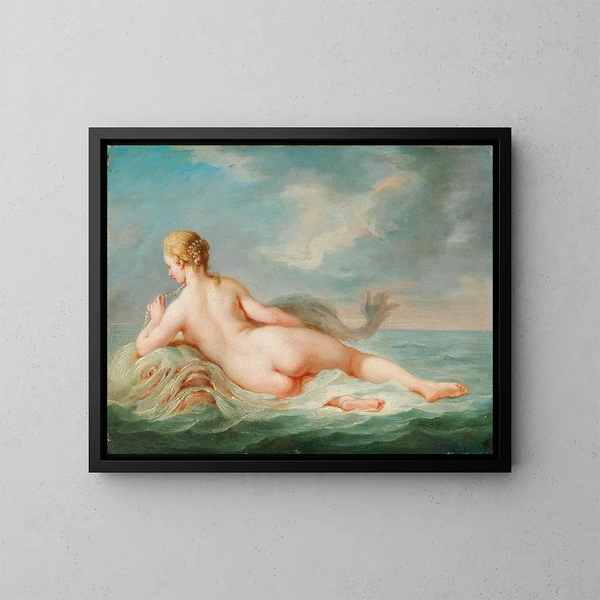 Eine liegende Nymphe auf einem Delfin - Jacques Charlier — gerahmtes Bild an der Wand