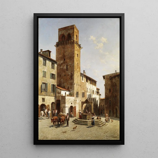 Jacques Franois Carabain - Platz in San Gimignano.webp