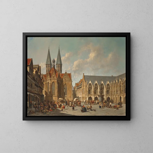 Die Marktplatz von Braunschweig - Jacques François Carabain — gerahmtes Bild an der Wand