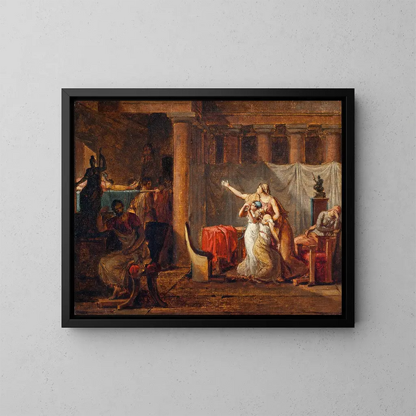 Der Rückkehr der Lictores zu Brutus mit den Körpern seiner Söhne - Studie - Jacques Louis David — gerahmtes Bild an der Wand