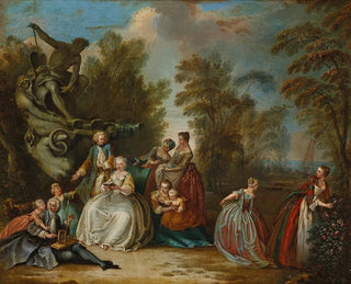 Jacques Sbastien Leclerc - Personnages autour dune fontaine lisant et filant.webp