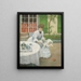 Junge Mutter mit ihrer Tochter, die Ball spielt - Jacques Wly — gerahmtes Bild an der Wand