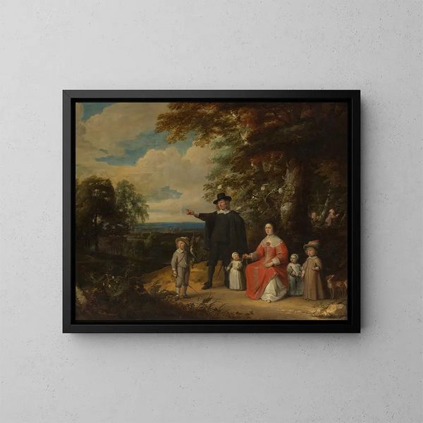 Familiengruppe in einer Landschaft - Jacques d'Arthois — gerahmtes Bild an der Wand