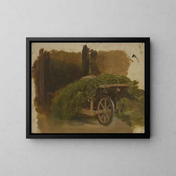 Chariots chargés de foin - Jakob Becker — gerahmtes Bild an der Wand