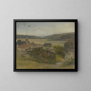 Jakob Becker - Kleines Dorf mit Blick auf Wiese.webp