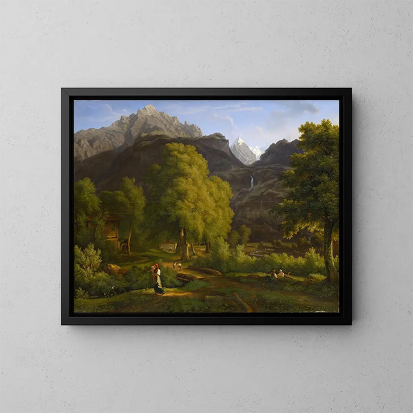 Im Dorf Meiringen am Well und am Wetterhorn - Jakob Christoph Miville — gerahmtes Bild an der Wand