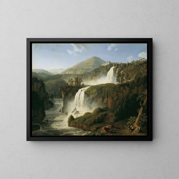 La grande cascata di Tivoli vicino a Roma - Jakob Philipp Hackert — quadro incorniciato alla parete