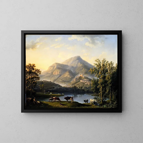 Paesaggio con vista su Itri - Jakob Philipp Hackert — quadro incorniciato alla parete