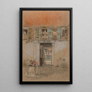 James Abbot McNeill Whistler - Courtyard on Canal Grey and Red.webp