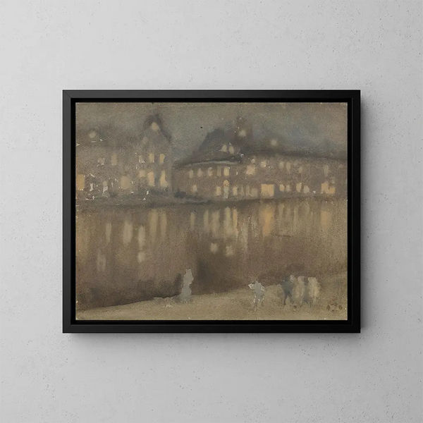 Großer Kanal, Amsterdam, Nachtstück - James Abbott McNeill Whistler — gerahmtes Bild an der Wand