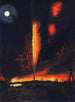 Ölfass in Flammen bei Nacht in der Nähe von Rouseville, Pennsylvania - James Hamilton — Ansicht des Kunstwerks