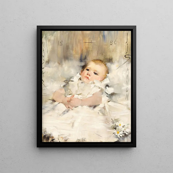 Bebè in un vestito con volant - James Jebusa Shannon — quadro incorniciato alla parete