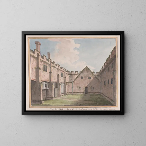 Château de Herstmonceux, Sussex de l'Est, la Cour des Poules - James Lambert de Lewes — gerahmtes Bild an der Wand