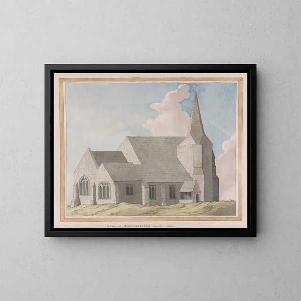 Ansicht des Schlosses Herstmonceux, Sussex im Osten - James Lambert de Lewes — gerahmtes Bild an der Wand