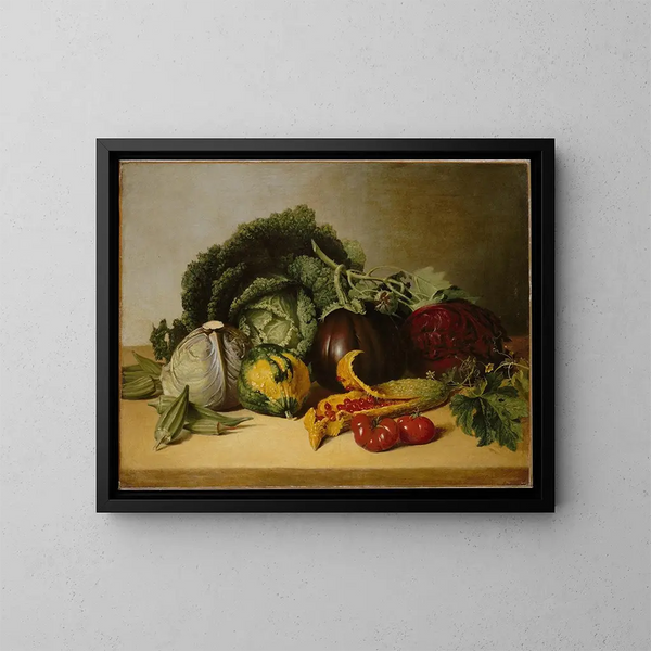 Nature morte con mele balsamiche e verdure - James Peale — quadro incorniciato alla parete