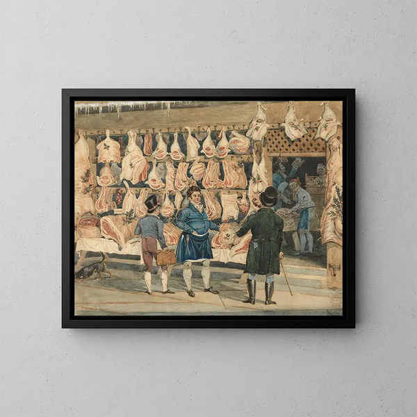 Der Fleischmarkt - James Pollard — gerahmtes Bild an der Wand