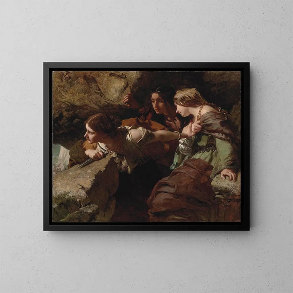 Mut, Angst und Verzweiflung angesichts der Schlacht - James Sant — gerahmtes Bild an der Wand