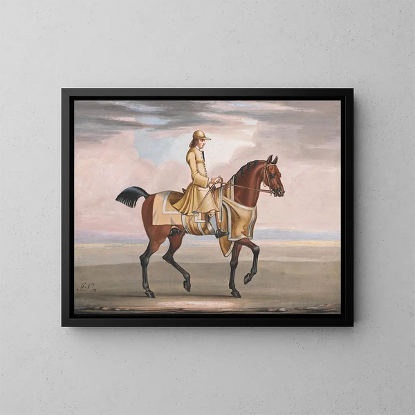 Ein brauner Hengst beim Training - James Seymour — gerahmtes Bild an der Wand