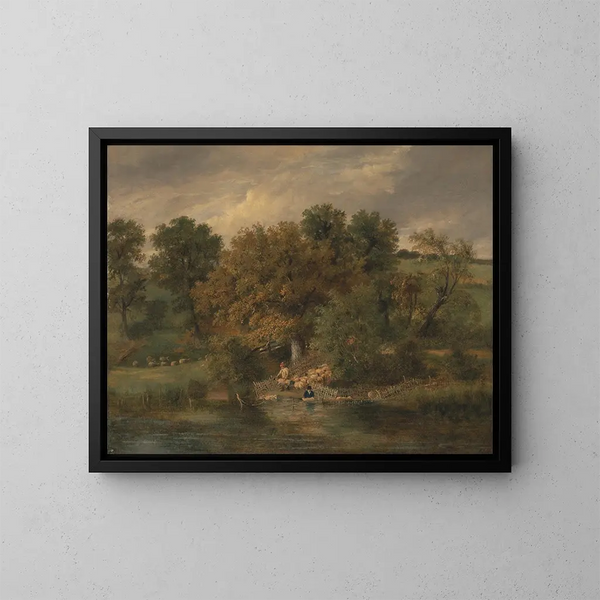 Lavage des moutons à Postwick Grove, Norwich - James Stark — gerahmtes Bild an der Wand