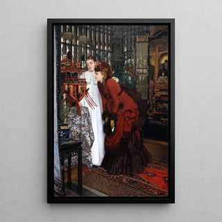 James Tissot - Young woman looking at Japanese items.webp
