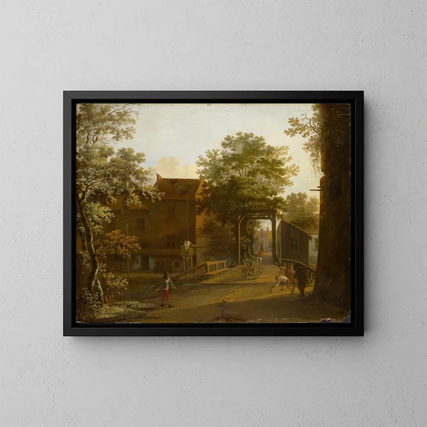 Rue avec un pont-levis - Jan Both — gerahmtes Bild an der Wand