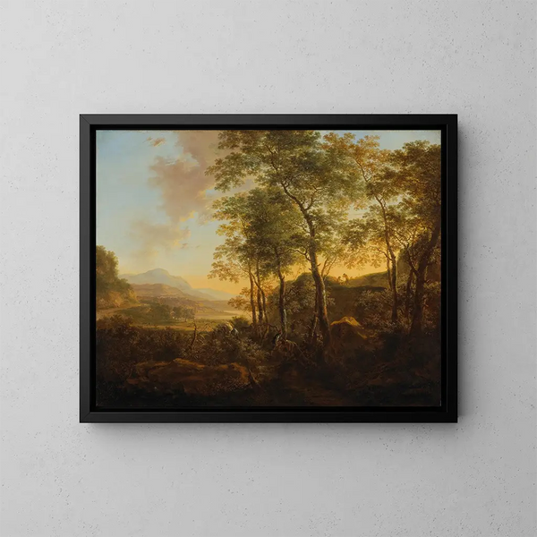 Hügel mit Wald und Aussicht - Jan Both — gerahmtes Bild an der Wand