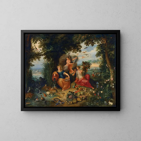 Allegoria dei quattro elementi - Jan Brueghel il Giovane — quadro incorniciato alla parete